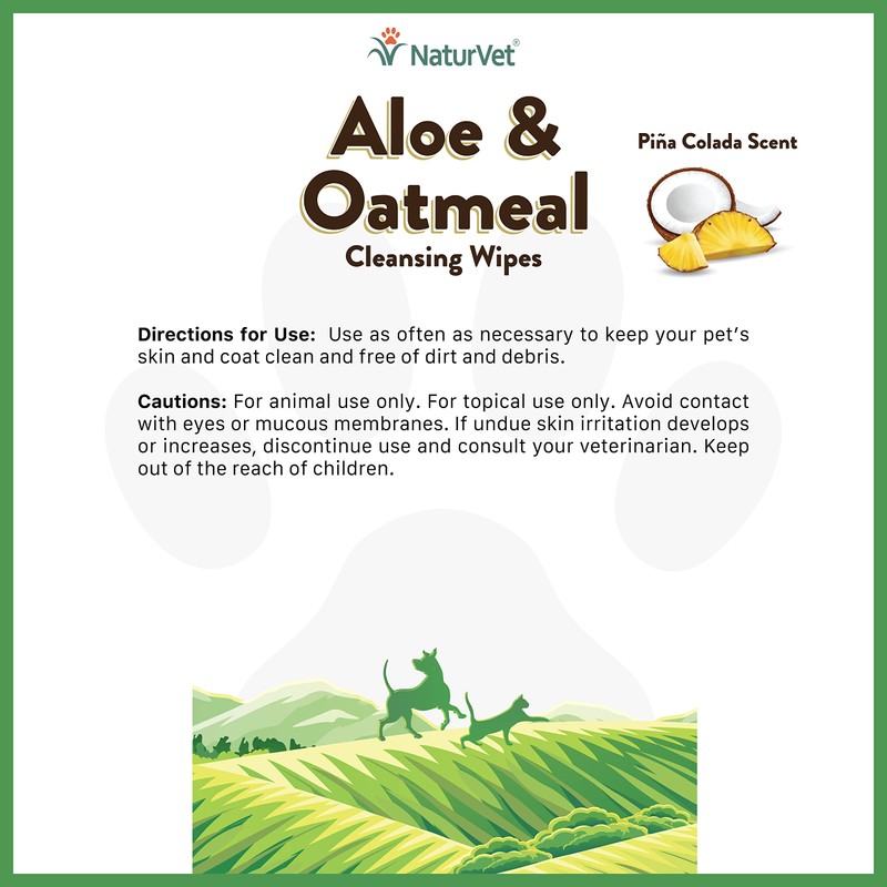 NaturVet Aloe & Oatmeal Cleansing Wipes for Dogs & Cats