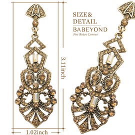 Coucoland 1920s Flapper Earrings Roaring 20s Great Gatsby Rhinestone Earrings, Zinc, Created Emerald