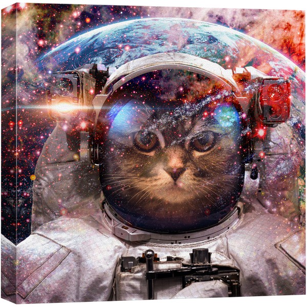 wall26 Canvas Print Wall Art Cat Kitten Astronaut Cosmic Galaxy
