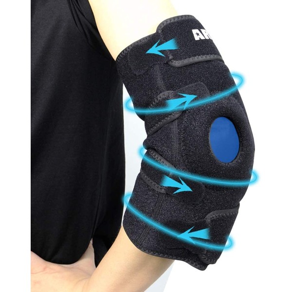 ARRIS Elbow Ice Pack Wrap, Gel Pack with Elbow Support Brace for Hot Cold Compression Therapy, Reusable Ice Pads for Elbow Arm Joint Pain Relief for Tendonitis, Tennis, Golf and Sports Injury