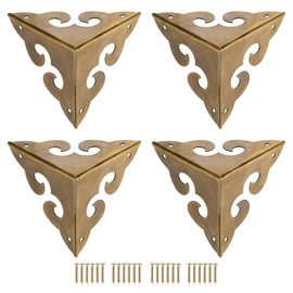 uxcell 44x44x44mm Metal Box Corner Protectors Brass Edge Guard Bronze Tone 4pcs