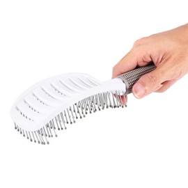 Cepillo de ventilación, Cepillo curvado ventilado de secado rápido, Cepillo de peine de pelo curvado de dientes anchos antiestáticos para desenredar el cabello seco, cepillo para desenredar remo para mujeres hombres (Blanco)