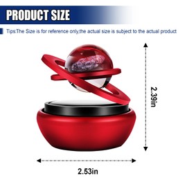 GAOLAOSY Car Air Freshener Solar Energy, Rotatable Solar Energy Auto Dashboard Aromatherapy Diffuser Decoration, Vehicle Interior Accessories for Car Office Home, Oil or Perfume Pad Not Include (Red)