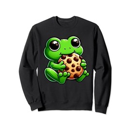Frog Eating Chocolate Chip Cookie Frog Food Lover Funny Frog Sweatshirt