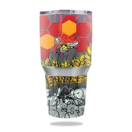 MightySkins Skin Compatible with Ozark Trail 30 oz Tumbler - Wheat Bees | Protective, Durable, and Unique Vinyl Decal wrap Cover | Easy to Apply, Remove, and Change Styles | Made in The USA
