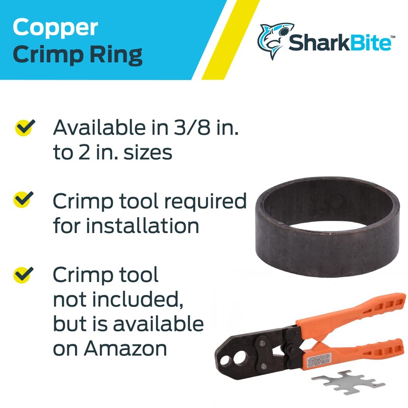SharkBite 3/4 Inch Copper Crimp Rings, Pack of 25, PEX