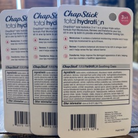 ChapStick 3 Chapstick Total Hydration 3-In-1 Lip Care Soothing Oasis Non Tinted