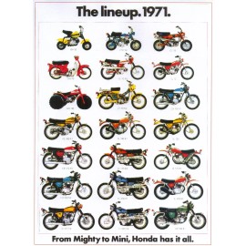 Unbranded 1971 HONDA MOTORCYCLE LINEUP SALES AD/ BROCHURE VINTAGE