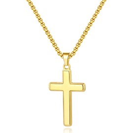 Momlovu Ultra Luxury Gold Cross Necklace for Men Boy, Sturdy Men's Pendant Necklaces Cross Chain for Men Boy, Birthday, Christmas Jewelry Gifts 20 Inch