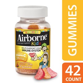 Airborne Kids Gummies Vitamin Immune Support Supplement, Assorted Fruit Flavors, 667 mg, 42 Count