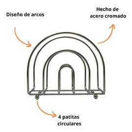 Good & Good- Servilletero para mesa moderno - Servilletero con diseño de arcos, plateado de acero cromado, 4 patas