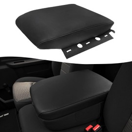 KBH Car Center Console Cover Replacement for Dodge Ram 2009 2010 2011 2012, Jump Seat, Vinyl Armrest Skin Upholstery with Foam Backing, Anti-Scratch, Black