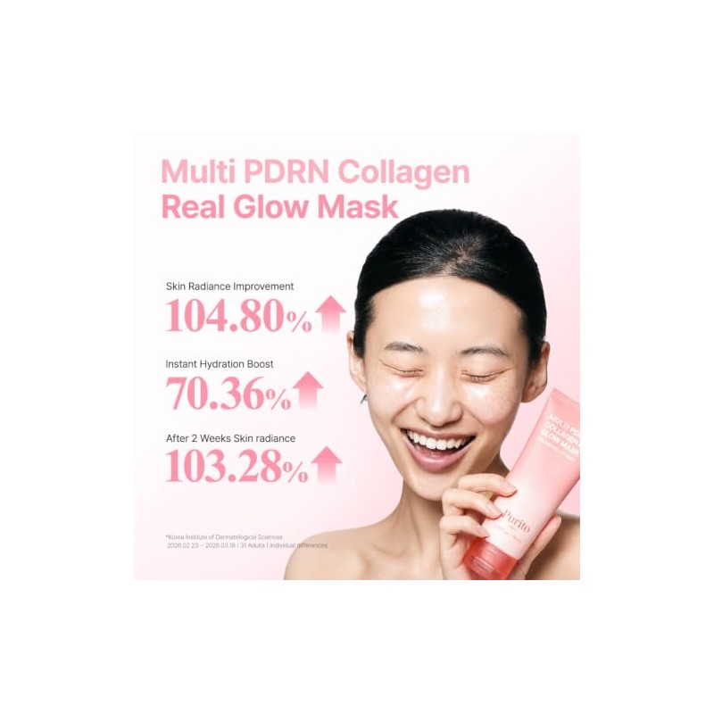 Purito Multi PDRN Collagen Real Glow Mask, Mascarilla Despegable Reafirmante,