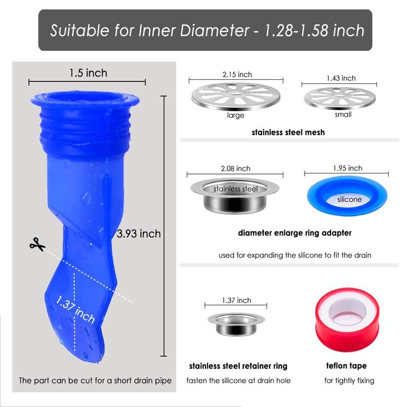Shower Floor Drain Backflow Preventer, Waterless Trap Seal, One Way