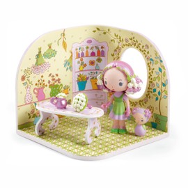 DJECO DJ06954 Tinyly Teeny Rosalie Tiny Shop Doll House Doll Mini Doll Flower Shop Pretend Play Educational Toy Montessori 4 5 6 Years Old Girls Entrance Celebration Gift Toy Children's Birthday