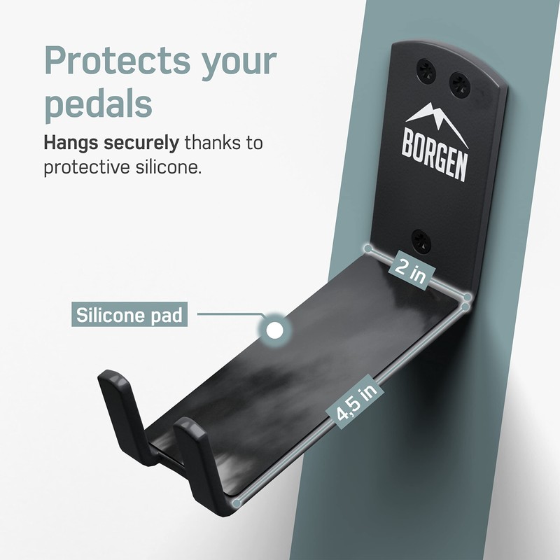 Borgen Bike Wall Mount Pedal Hook for E-Bikes, MTB &