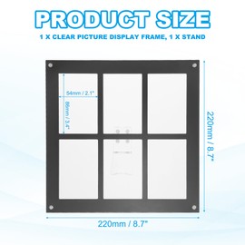PATIKIL Acrylic Collage Photo Frame, Fits 2x3 Photos Floating Magnetic Picture Frames with Stand for Home Refrigerator Fridge, Black