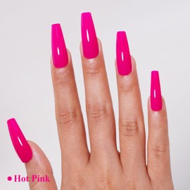 Imtiti Pink Gel Nail Polish, Hot Pink Nail Gel Polish High Gloss Soak Off UV LED Spring Summer Nail Art Manicure Salon DIY Design 10ML