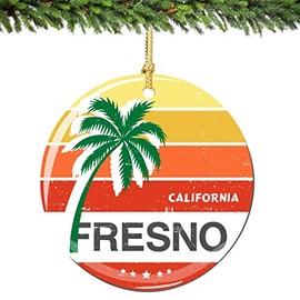 Fresno California Christmas Ornament Porcelain Double Sided