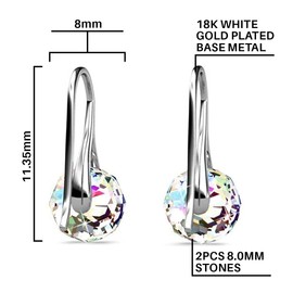 Cate & Chloe Destiny 18k White Gold Drop Earrings with Crystals, Round-Cut Crystal Drop Earrings for Women, Wedding Anniversary Birthday Jewelry Gift