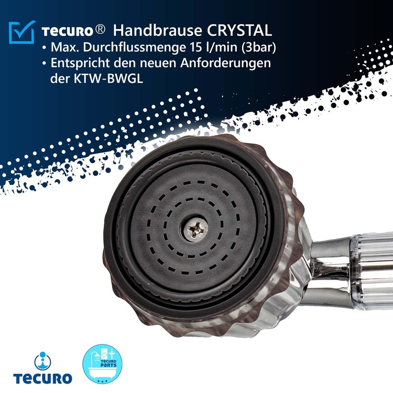 tecuro Crystal Hand Shower Head - Continuously Adjustable - High-Gloss