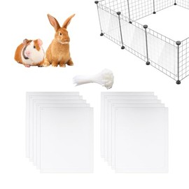 Klmnop 10 Pack Pet Cage Liner, 10" x 8.2" Clear Rabbit Cage Urine Guard Guinea Pig Side Lining Habitat Siding Scatter Guard for Cage for Rabbit Guinea Pig Hamster Ferret Small Animals(Clear)