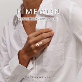 Fimewon Wedding Rings for Women Oval Moissanite Rings Dainty Rose Gold Promise Bands Gold Jewelry Birthday Gifts for Wife Size 9