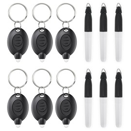 Uniclife Mini Keychain Flashlights & Permanent Marking Pens Portable 12 Lumen Battery Powered LED Torches and Black Marker Pens for Nurse Doctor Office School Hospital and Camping, 12 PCS