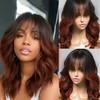 KHY.JNM 1b30 Ombre Brown Layered Cut Wavy Human Hair Wig