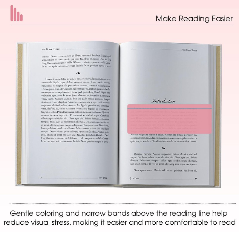 Guided Reading Highlight Strips,10 Pack Pink Overlays with Line, Bookmark