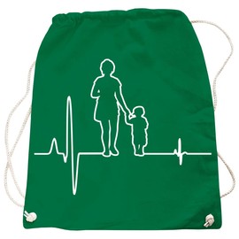 Backpack Bag Mum and Son Motif in Many Colours Gift Gym Bags, Bottle Green, Rucksack
