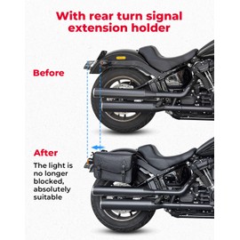 KEMIMOTO Motorcycle Saddlebags with/Turn signal Moving Backwards 24L Saddle Bags Motorcycle PU Leather Luggage Bags Compatible with Softail Sportster Dyna Models