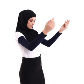 ihvan online, Manga de oración musulmana hiyab para mujer, Azul marino, Tamaño Estándar