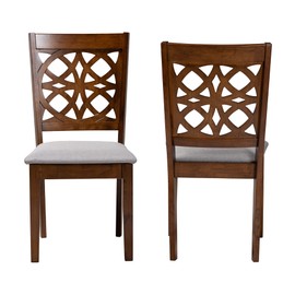 Baxton Studio Abigail Dining Chairs, Set of 2, Grey/Walnut Brown