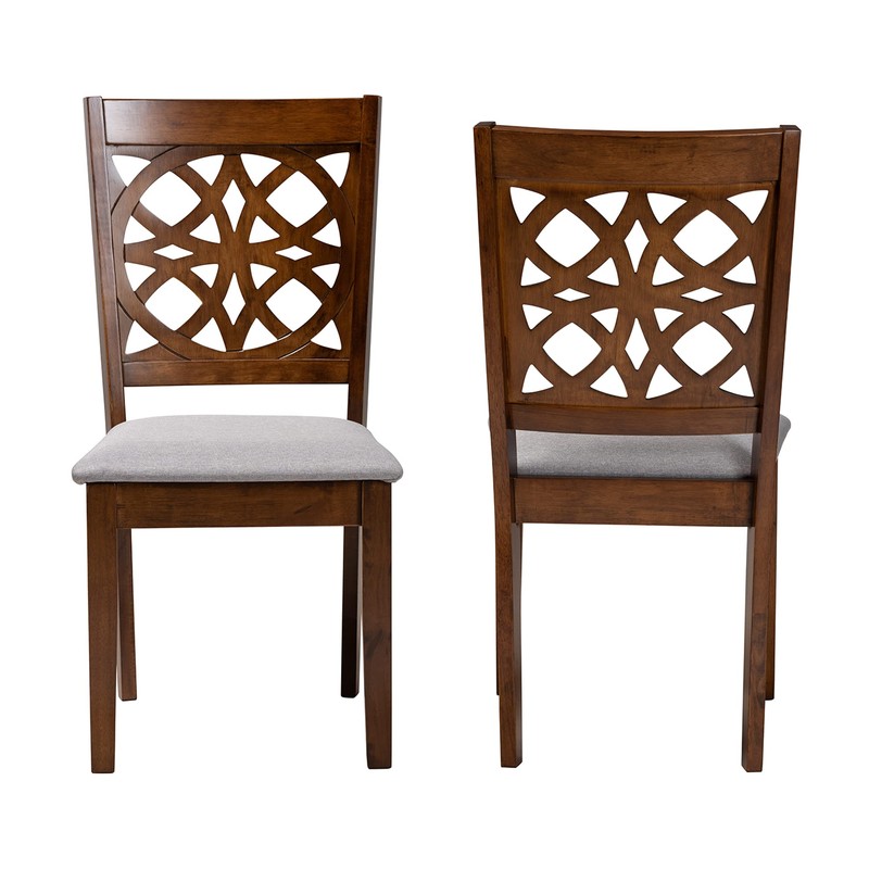 Baxton Studio Abigail Dining Chairs, Set of 2, Grey/Walnut Brown