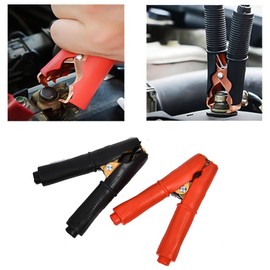 4 Pack 100A Jump Lead Clamps Heavy Duty Pure Copper Crocodile Clamps Alligator Clips Car Booster Cable Clips Battery Clamps for Car Auto 2 Pcs Red + 2 Pcs Black