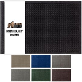 GORILLA GRIP Front Door Mat, Indoor Outdoor Ultra Absorbent Moisture Guard Doormat, Absorbs Up to 1.7 Cups of Water, Stain and Fade Resistant, Rubber Backing Doormats, Captures Dirt, 29x17 Black