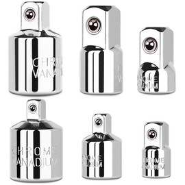 StrugDeas 6 Piece Socket Adapter and Reducer Set, 1/4", 3/8", 1/2" Chrome Vanadium Steel Ratchet/Socket Extension/Conversion Kit for Automotive Maintenance