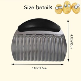 Ulifebetter 1 Pack Crinkle Cutter for Veggies, Stainless Steel French Fries Cutters Waffle Fry Cutter for Potatoes Crinkle Knife Wavy Chopper for Veggies (6.1x4.7in)