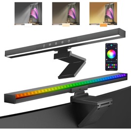 Display Light bar with APP Bluetooth, RGB Display Light bar, Adjustable Color Temperature, stepless dimming, Screen Glare Free Desk lamp Suitable for Home Office and Gaming