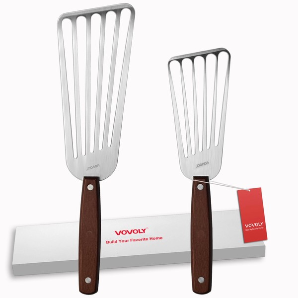 Vovoly 2 Pack Fish Spatula Turner, Stainless Steel Slotted Spatulas