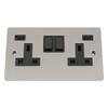 USB Socket 2 Gang - Satin Matt Chrome - Flat