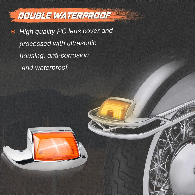 NTHREEAUTO 2PCS Front Rear Fender Light LED Fender Tip Tail