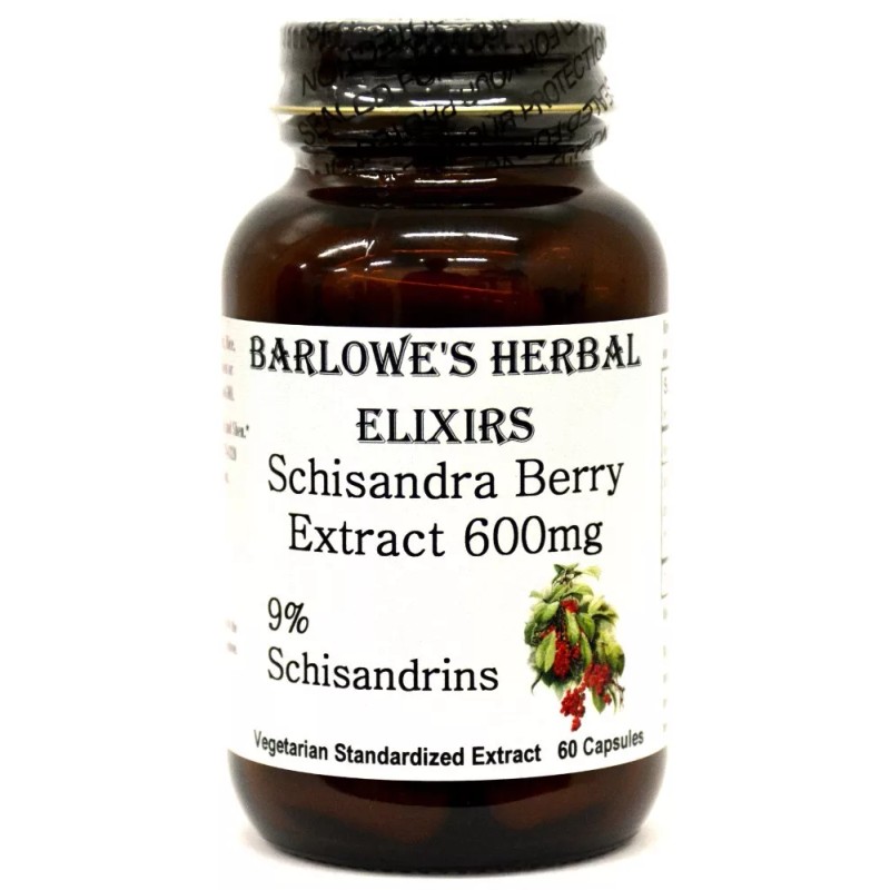 BARLOWE'S HERBAL ELIXIRS SCHISANDRA BERRY EXTRACT (60-600mg) VEGGIE-CAPS, STEARATE FREE,
