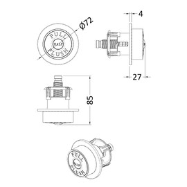 nuie TDPB02 Traditional Bathroom Dual Flush Round Push Button for Use with Concealed Cistern (Cistern Not Included), 70mm, Matt Black