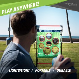 Sport Squad Endzone Challenge - 2-in-1 Football Toss and Flying Disc Toss - Backyard and Lawn Game for Indoor and Outdoor Use - Practice Your Throwing Skills with This Football Target Carnival Game