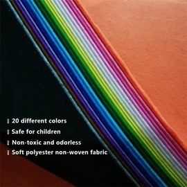 Hongmeru Soft Felt Fabric Sheets, 20pcs Assorted Color, 15 x 15cm Square Felt Sheets for Crafting, DIY Craftwork Sewing NonWoven Fabric for Art and Craft