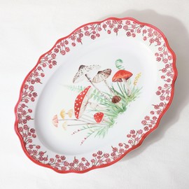 UPware 16 Inch Melamine Serving Platter Oval Platter BPA-Free Large Platter for Charcuterie, Food, Fruit, Snack, and Dessert (Mushroom)