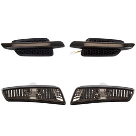 ECOTRIC 4 Pcs Smoke Lens Front Fender & Front Bumper Side Marker Lights Lamps W/O Bulbs Compatible With 2008-2009 Pontiac G8 - 2 Packages