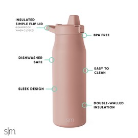 Simple Modern Filtered Water Bottle | Insulated Stainless-Steel Carbon Filter Travel Water Bottles | Reusable for Clean Drinking Water On The Go | 34oz, Mauve Me